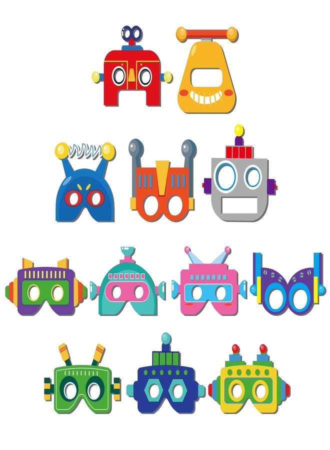 Lide Road 12 PCS Robot Paper Masks Birthday Party Cosplay Masks for Birthday Partys Bots Party Supplies Gift Robots Favor Cosplay Dress up Costumes for Kids Boy Girl Favors - Image 2